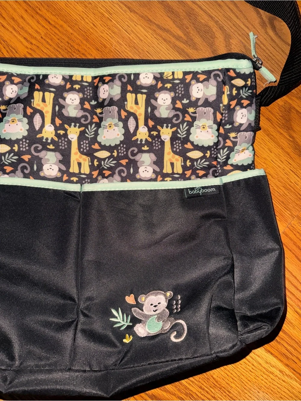Baby Boom diaper baby crossbody bag with animals monkey, giraffe, lion